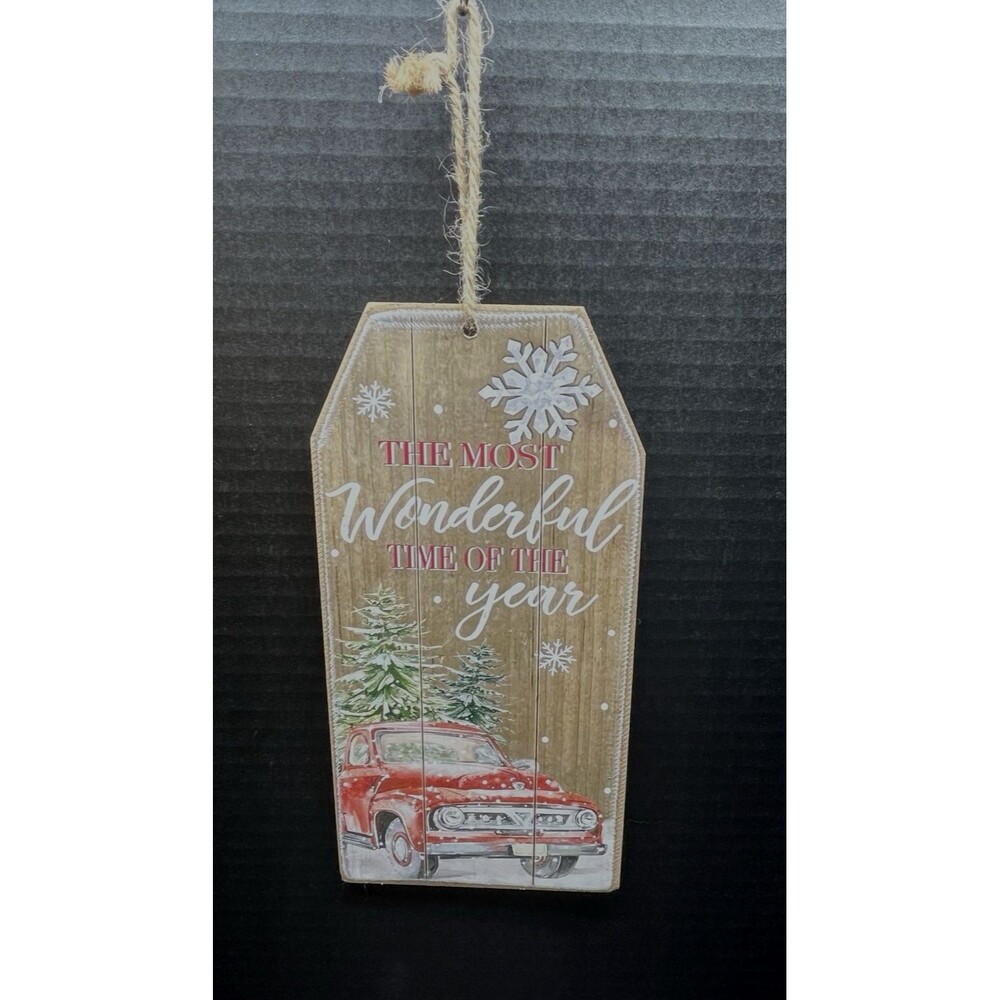 Christmas House Sign It's the Most wonderful Time of the Year Red Car Wall Decor - Picture 8 of 9